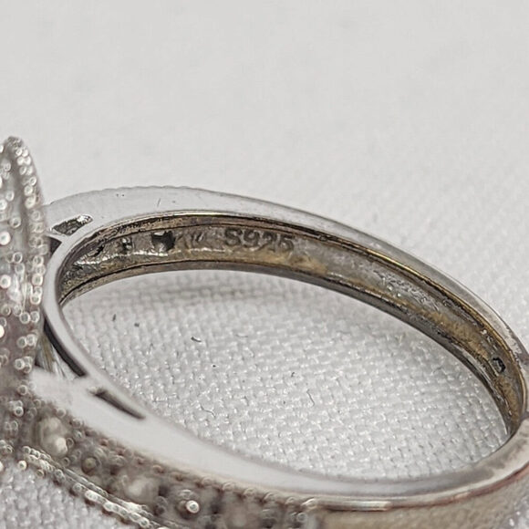 925 Sterling Silver Black Square Stone Ring Size 9 - Picture 7 of 8